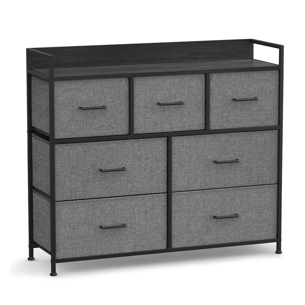Chest of Drawers, 7 Drawers, Grey - Wood Top and Steel - Slate Grey