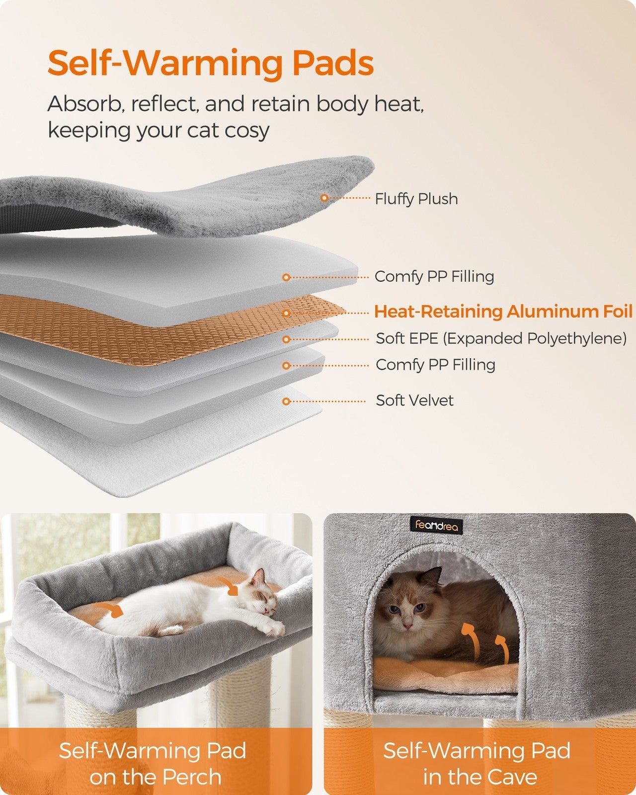 Heavy-Duty Cat Tower - Wood and Plush - Dove Grey