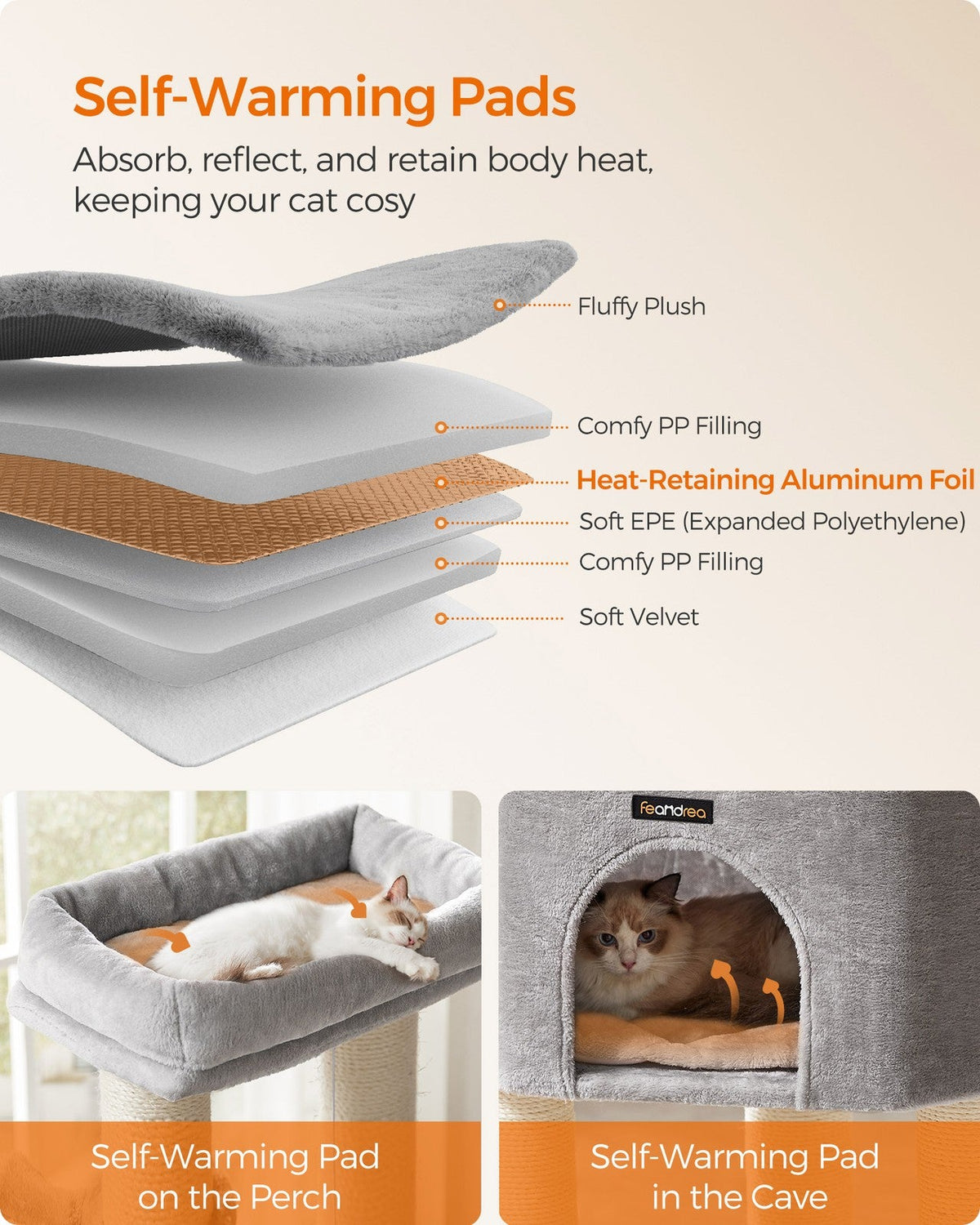 Heavy-Duty Cat Tower - Wood and Plush - Dove Grey