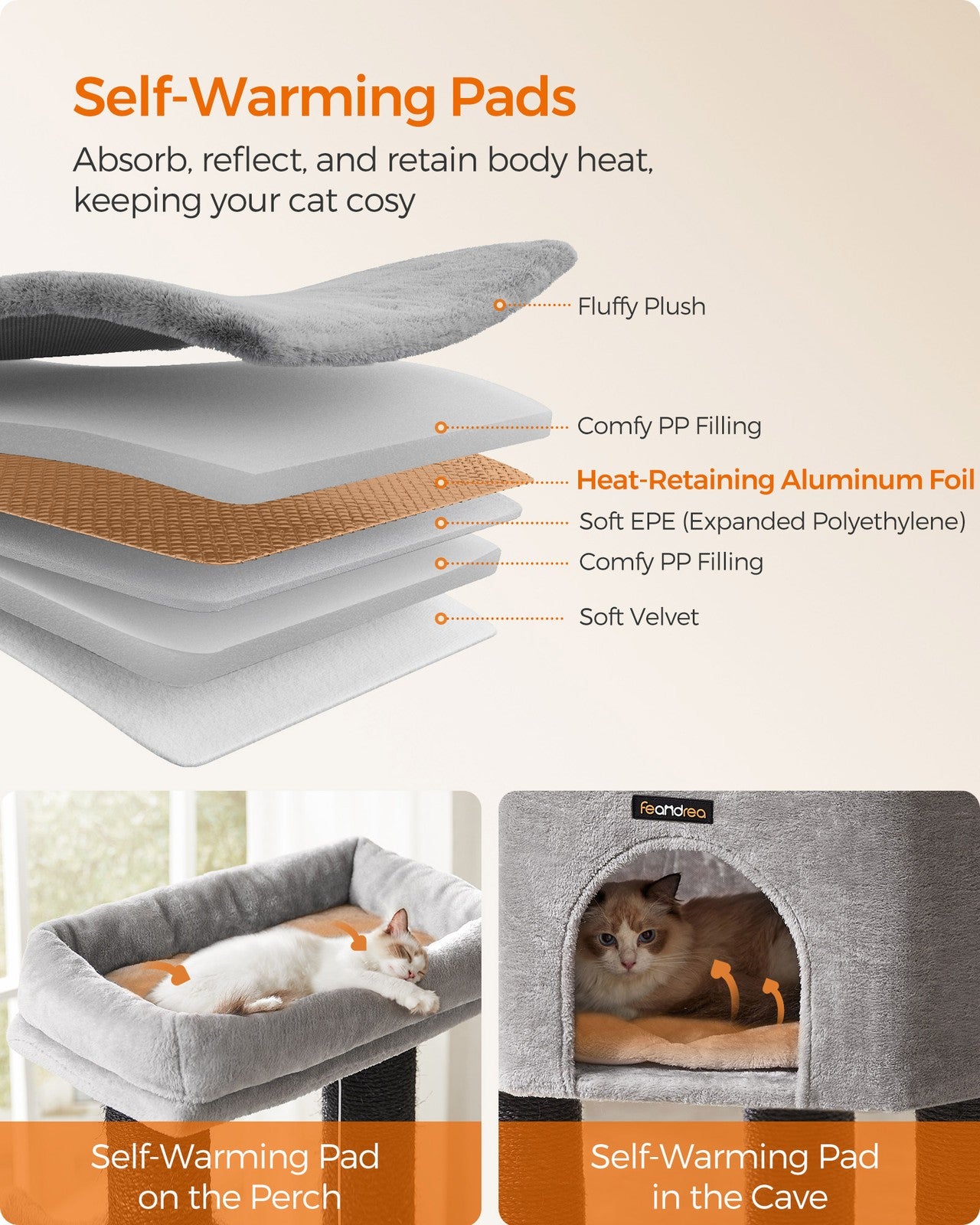 Heavy-Duty Cat Tower - Wood and Plush - Dove Grey