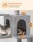 Grey Cat Condo - Wood and Plush Fabric - Light Grey