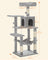 Grey Cat Condo - Wood and Plush Fabric - Light Grey