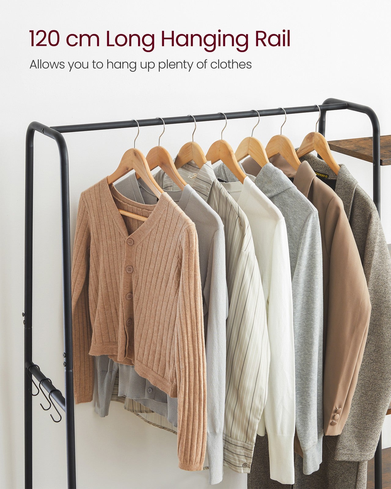 Clothes Rail - Wood Wood and steel - Vintage Brown-black
