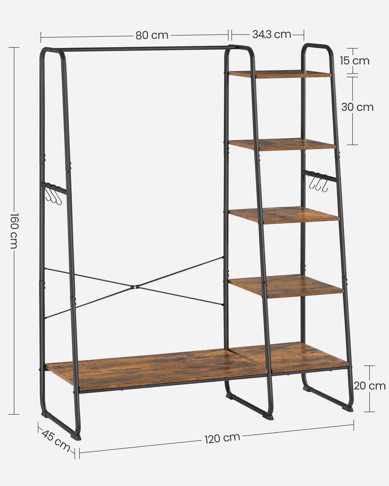 Clothes Rail - Wood Wood and steel - Vintage Brown-black