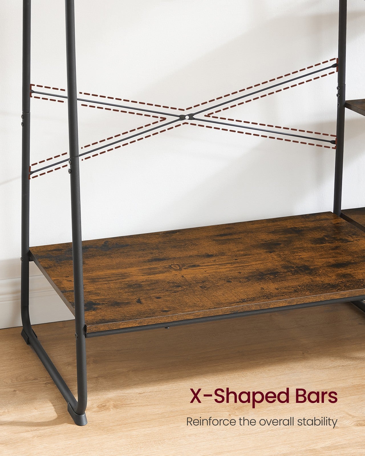 Clothes Rail - Wood Wood and steel - Vintage Brown-black
