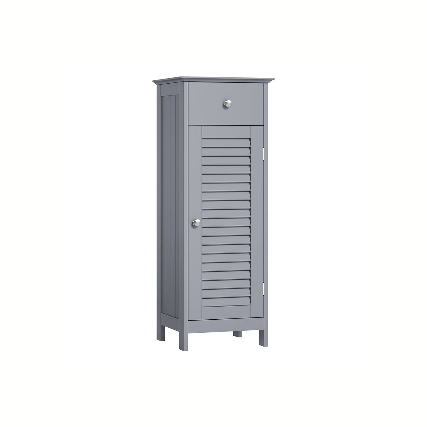 Bathroom Storage Cabinet - Wood - Dove Grey - Freestanding with Drawer and Shutter Door