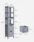 Bathroom Tall Cabinet - Wood - White - Freestanding Storage with 2 Drawers and 3 Open Shelves
