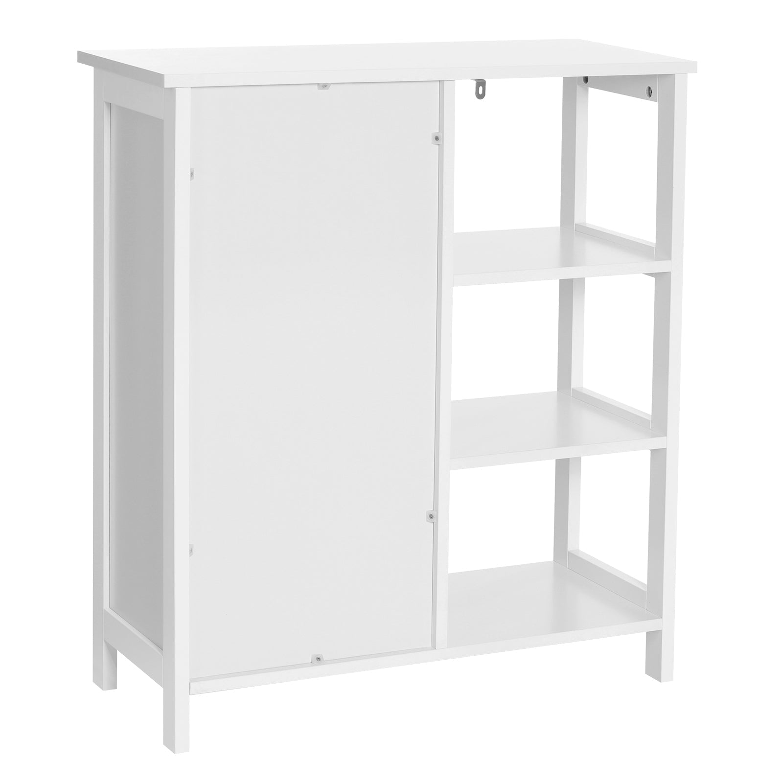 Bathroom Storage Cabinet - Wood - Matte White - Scandinavian Design with Louvred Door and Adjustable Shelf