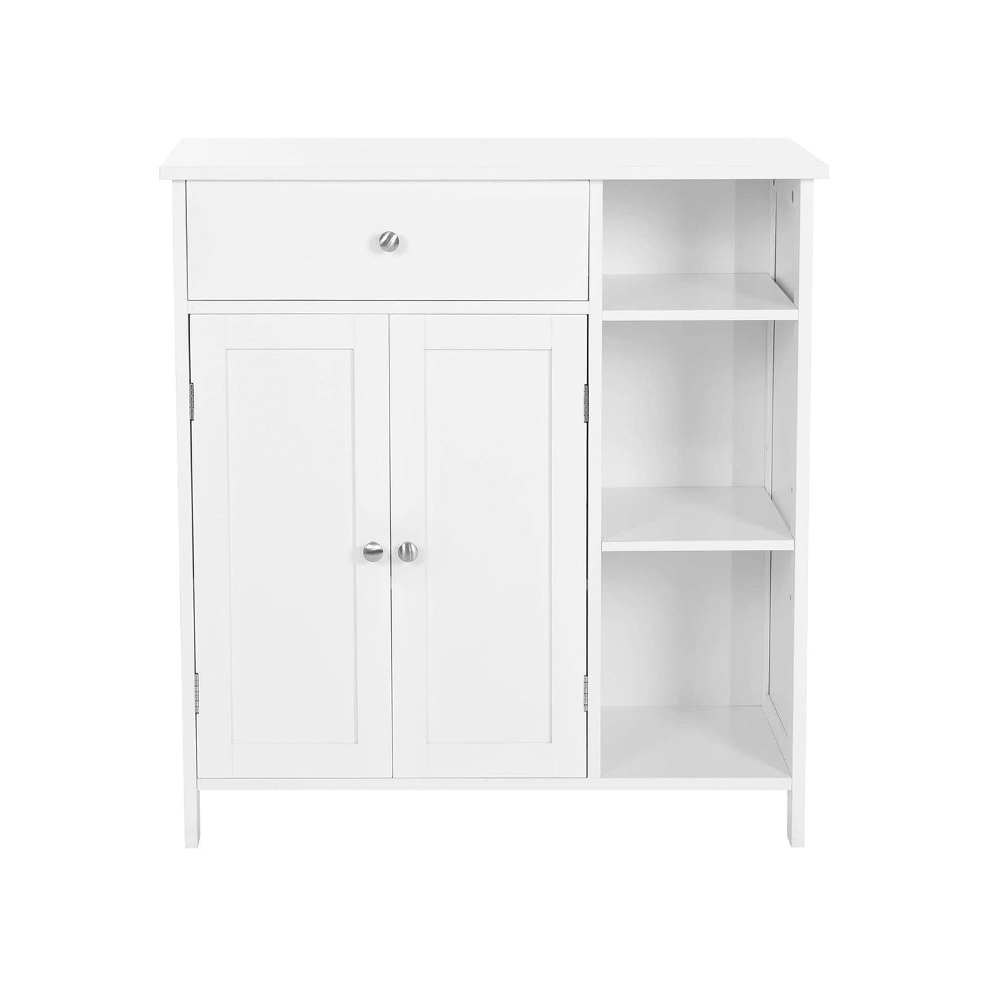 Bathroom Cabinet - Wood - Matte White - Adjustable Shelves and Drawer Storage