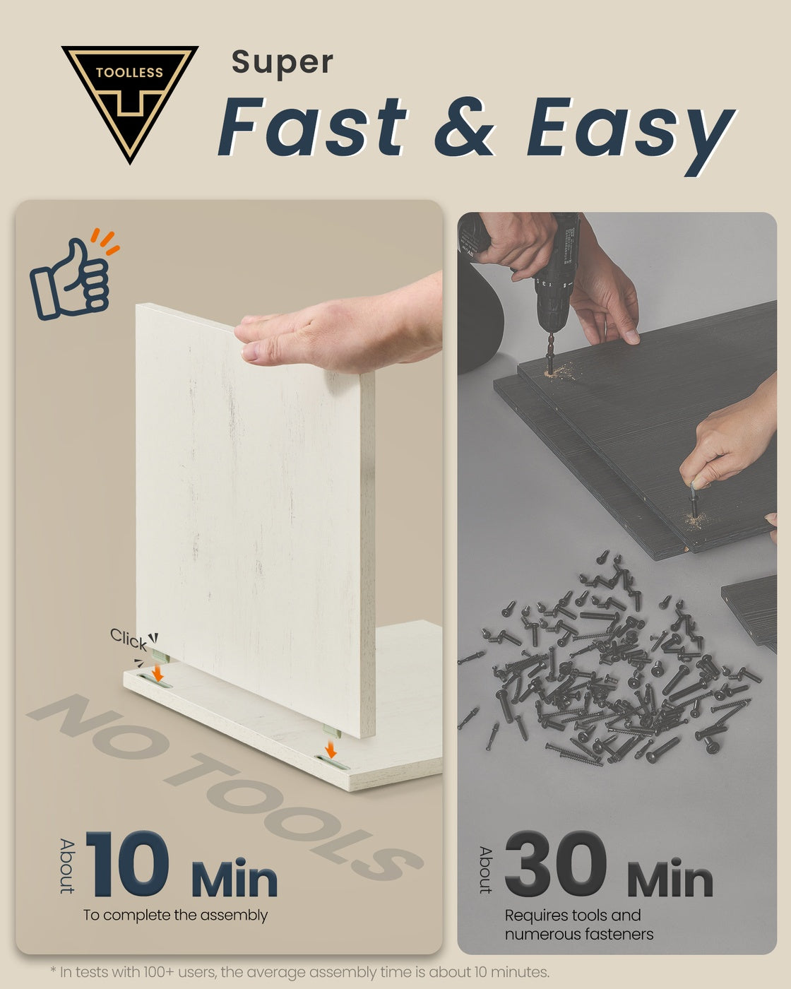 Bathroom Under Sink Cabinet - 30L - Particleboard - Superfast Toolless Assembly