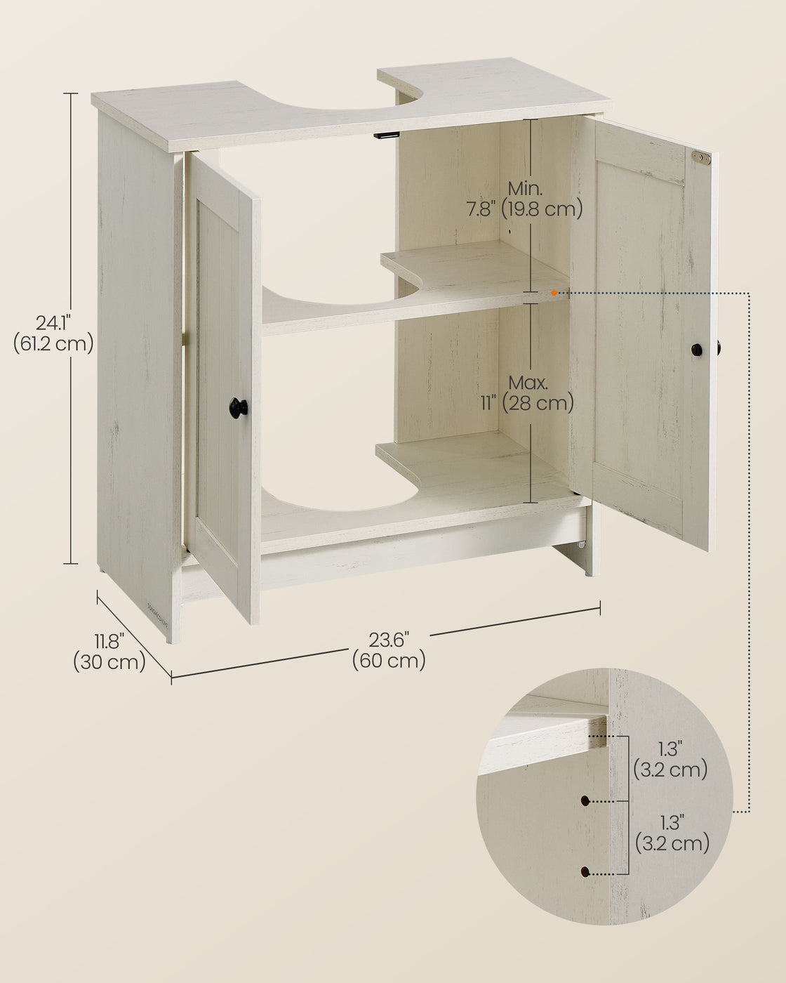 Bathroom Under Sink Cabinet - 30L - Particleboard - Superfast Toolless Assembly