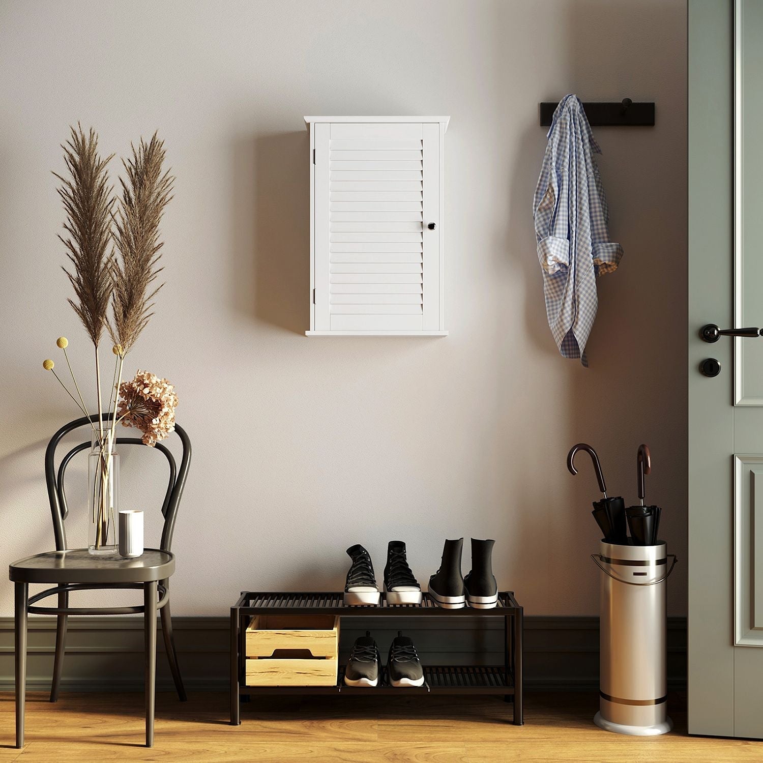 Wall Cabinet - White - Wooden
