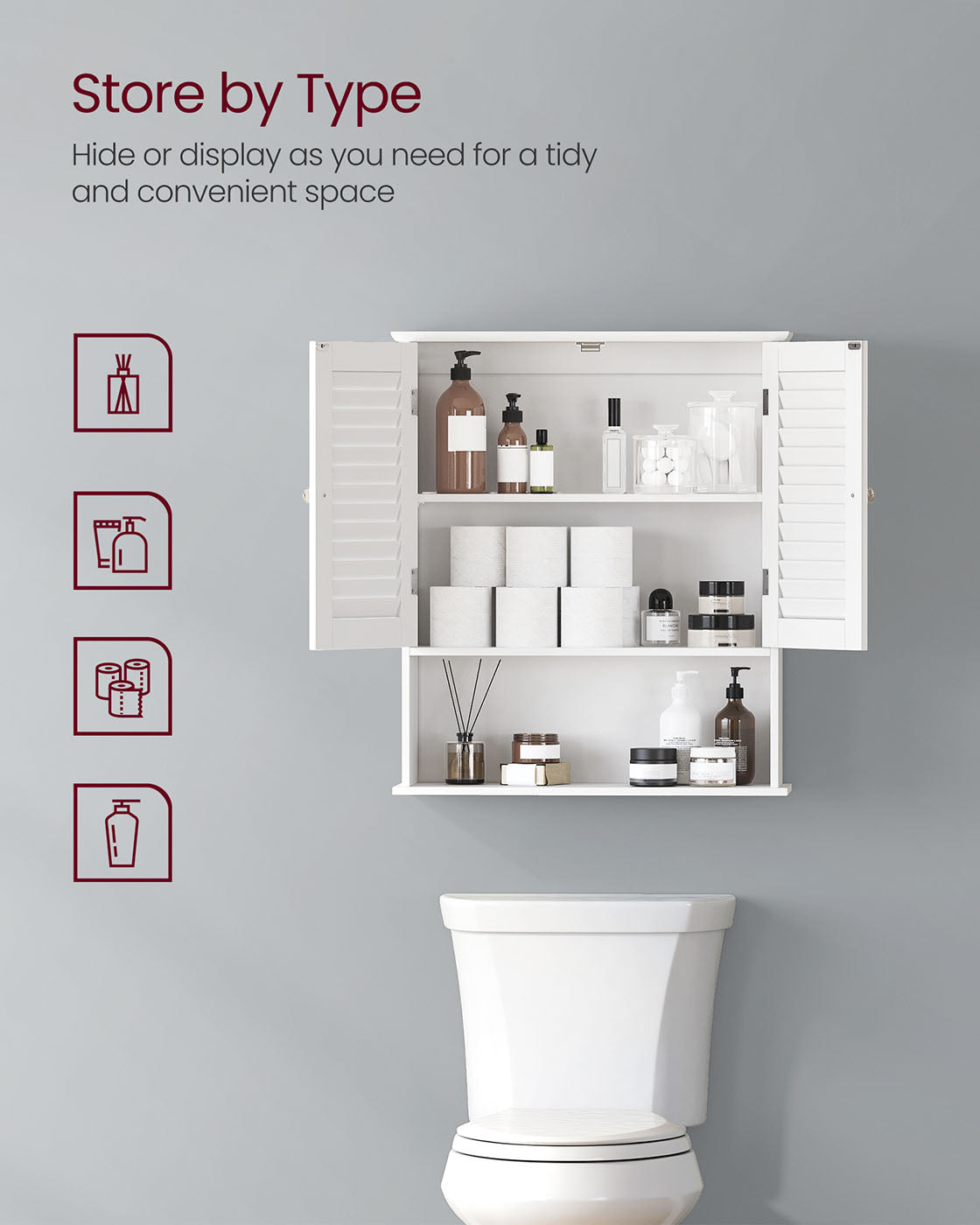 Hanging Bathroom Storage Cabinet - White - Wooden