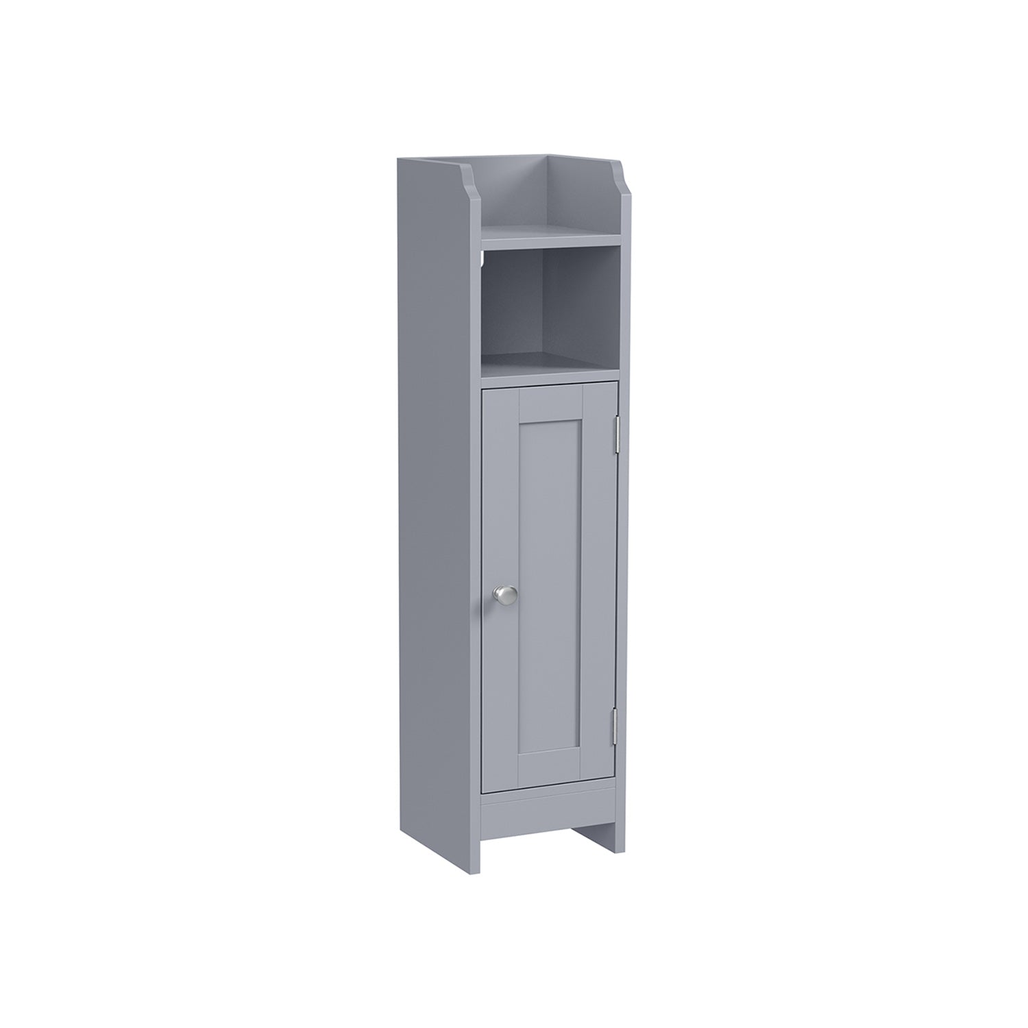 Freestanding Slim Bathroom Cabinet - Wood - White - Adjustable Shelves