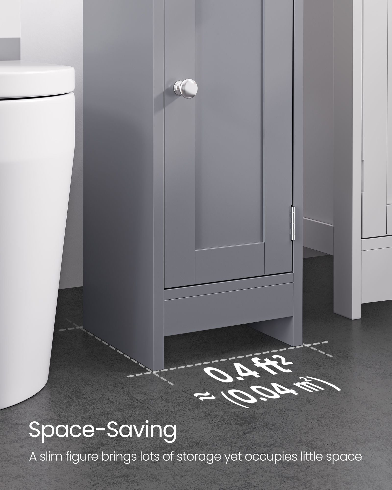 Freestanding Slim Bathroom Cabinet - Wood - White - Adjustable Shelves