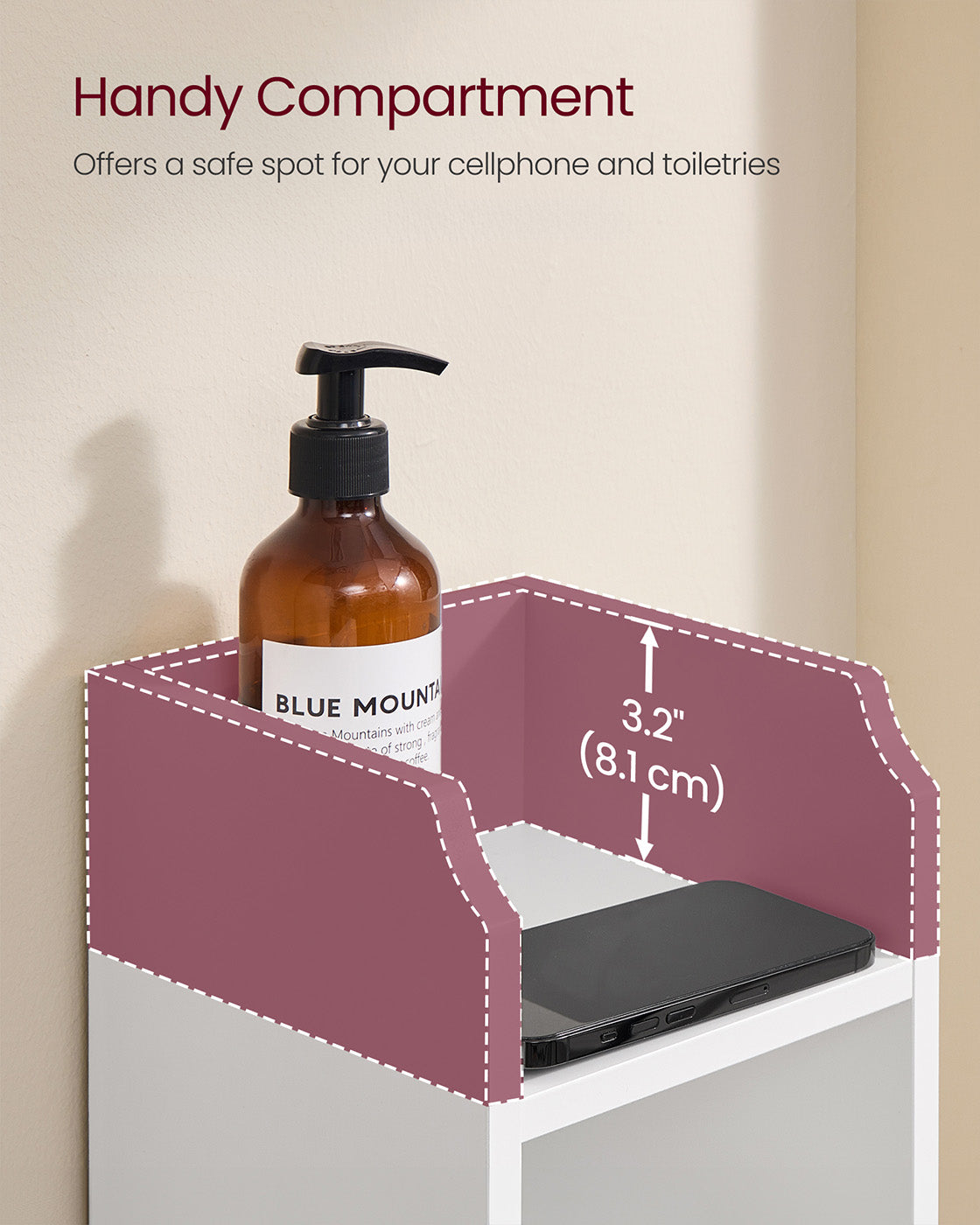 Slim Bathroom Storage Cabinet - Wood - White - Freestanding with Adjustable Shelves