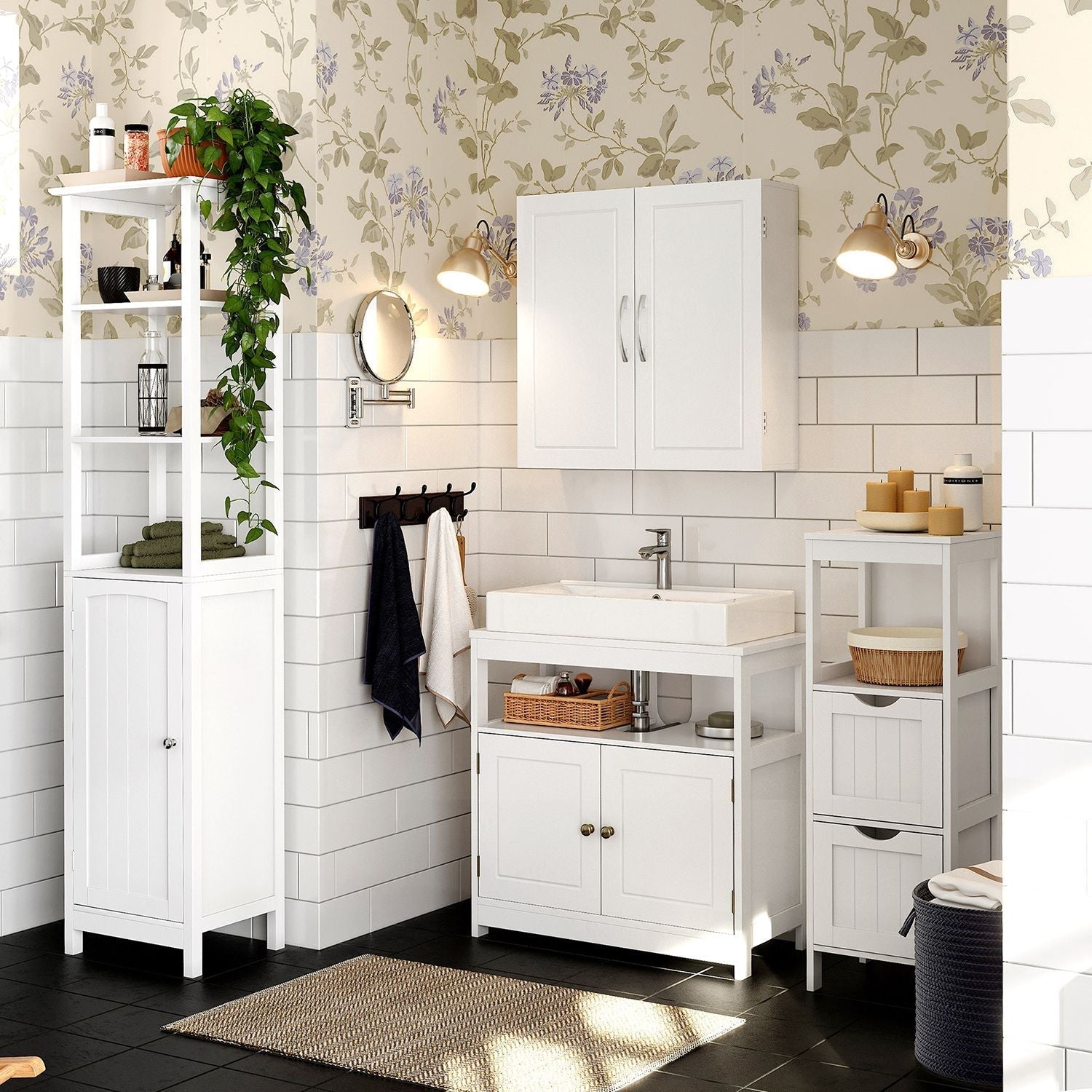Wall-Mounted Bathroom Cabinet - MDF - Cloud White - Adjustable Shelves