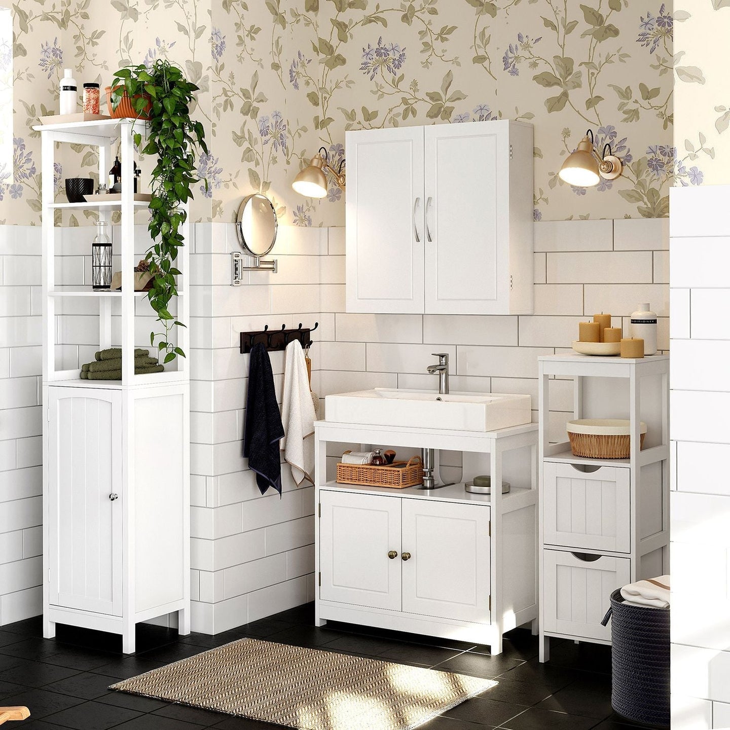 Wall-Mounted Bathroom Cabinet - MDF - Cloud White - Adjustable Shelves