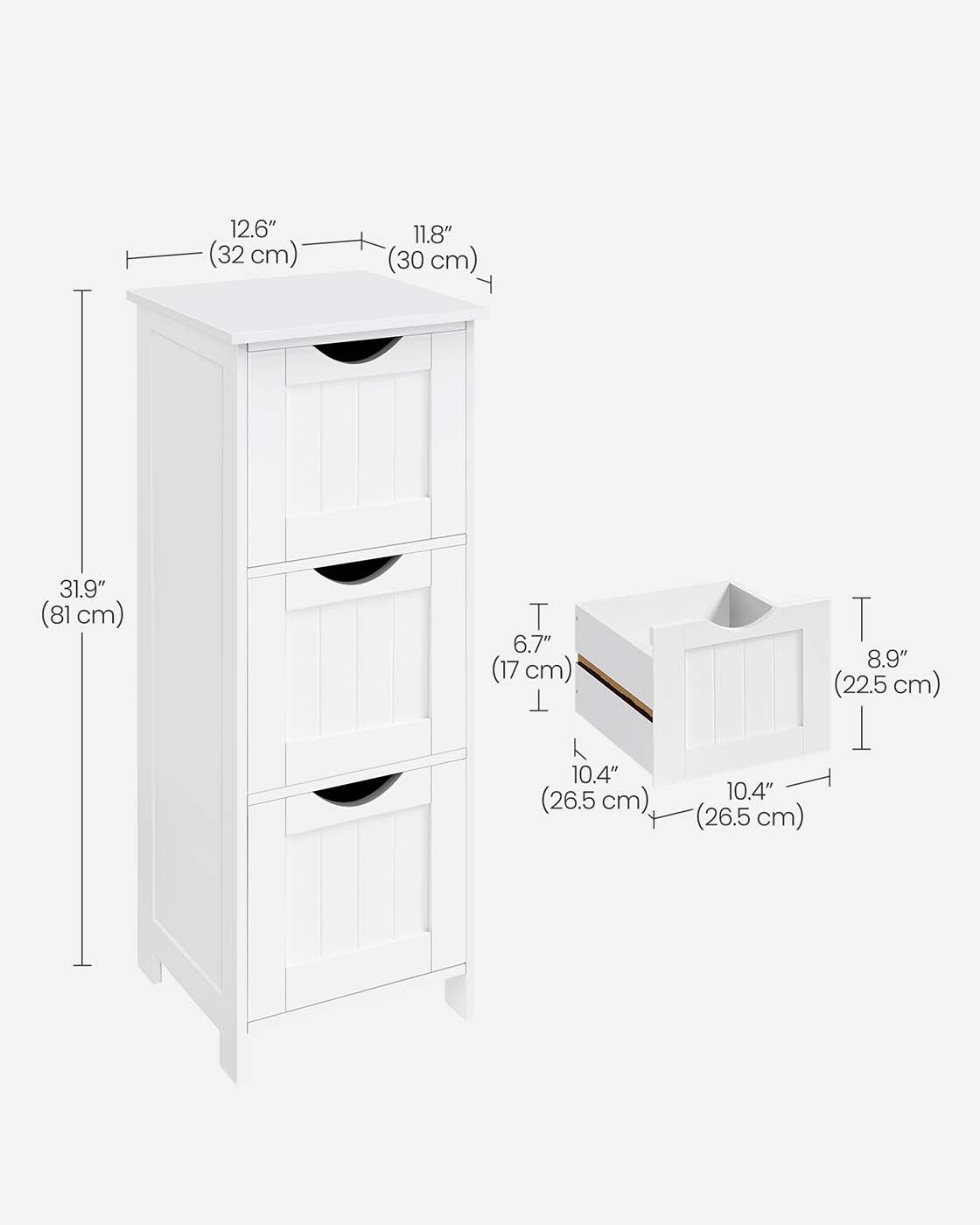 Floor Cabinet - Wood - Grey - 4 Drawers