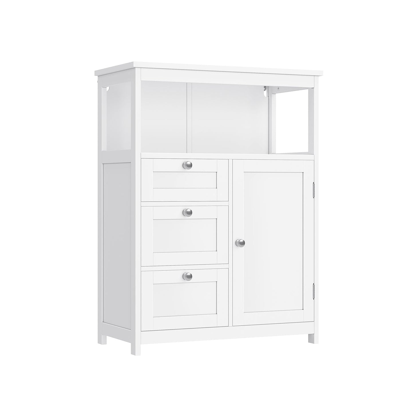 Bathroom Storage Cabinet - Wood - White - Freestanding with 3 Drawers and Adjustable Shelf