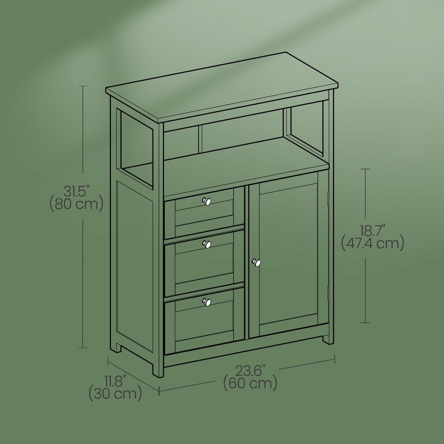 Freestanding Bathroom Floor Cabinet - Wood - White - 3-Drawer Storage Unit with Adjustable Shelf