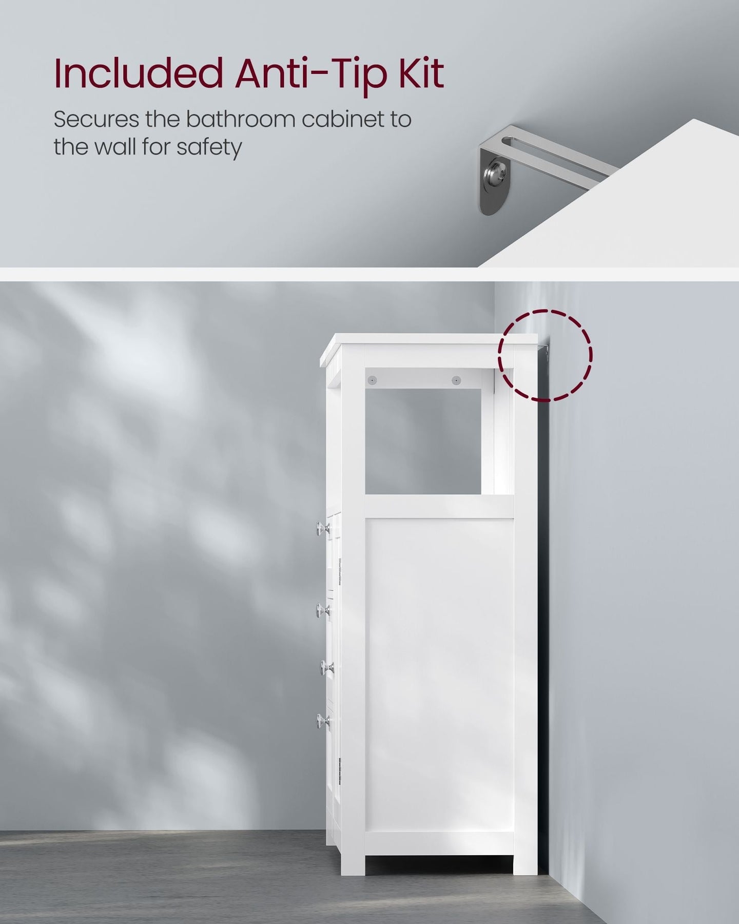 Bathroom Storage Cabinet - Wood - White - Freestanding with 3 Drawers and Adjustable Shelf