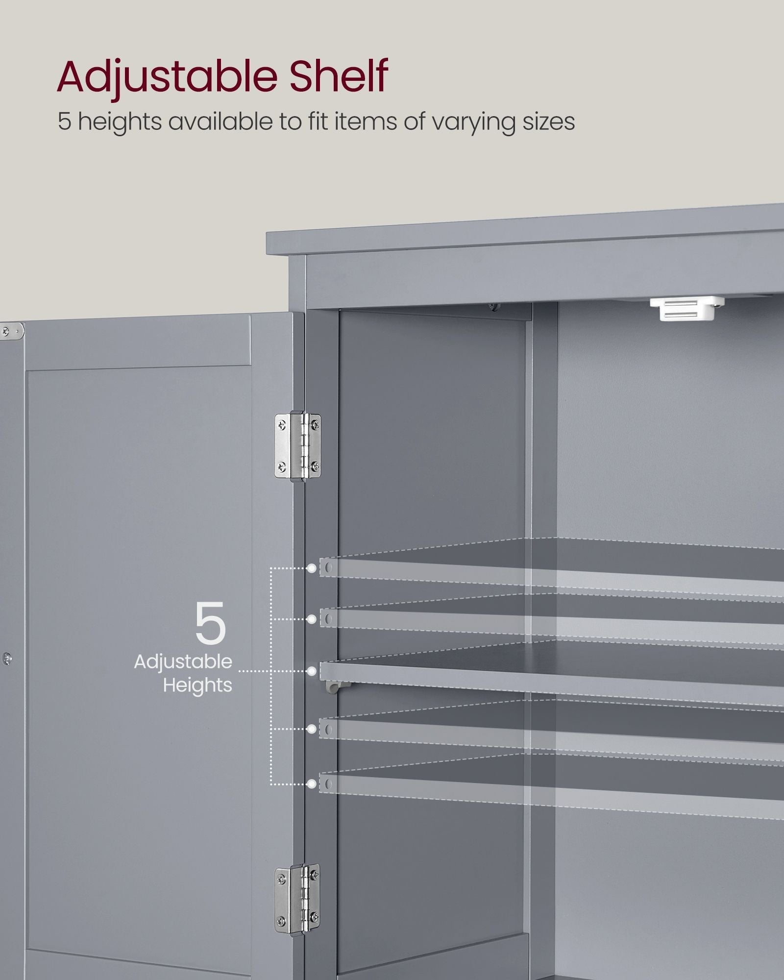 Bathroom Storage Cabinet - Wood - Dove Grey - Freestanding with Adjustable Shelf and 2 Drawers