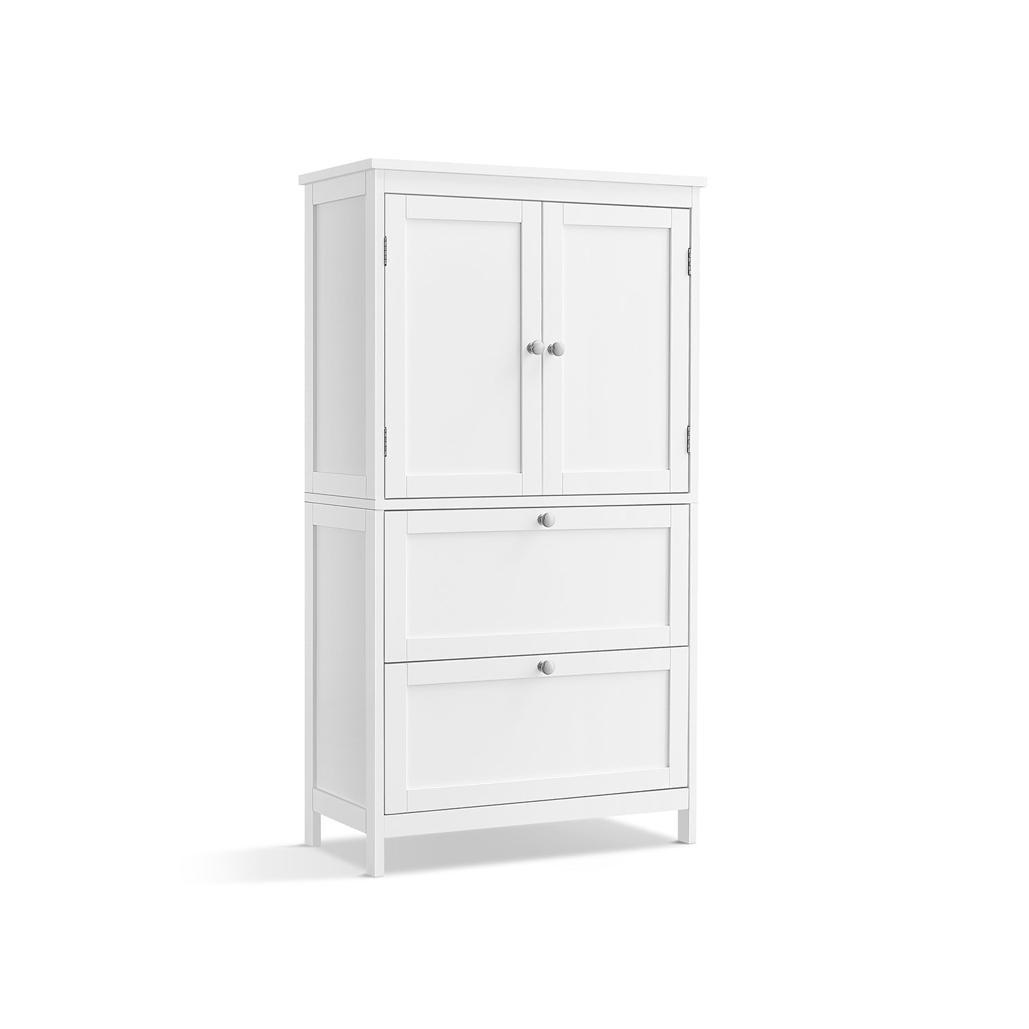 Freestanding Storage Cupboard - Wood - White - 2 Drawers