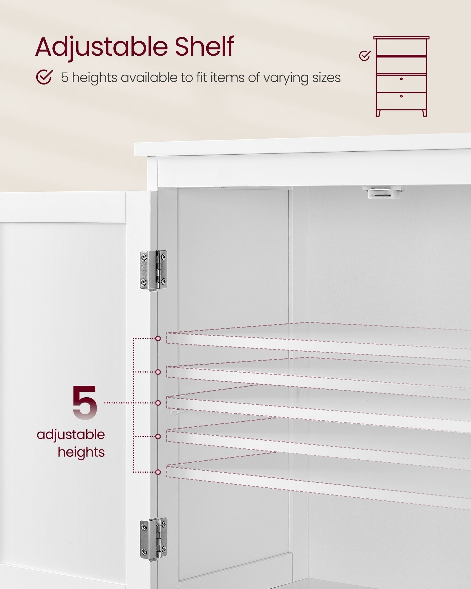Freestanding Storage Cupboard - Wood - White - 2 Drawers
