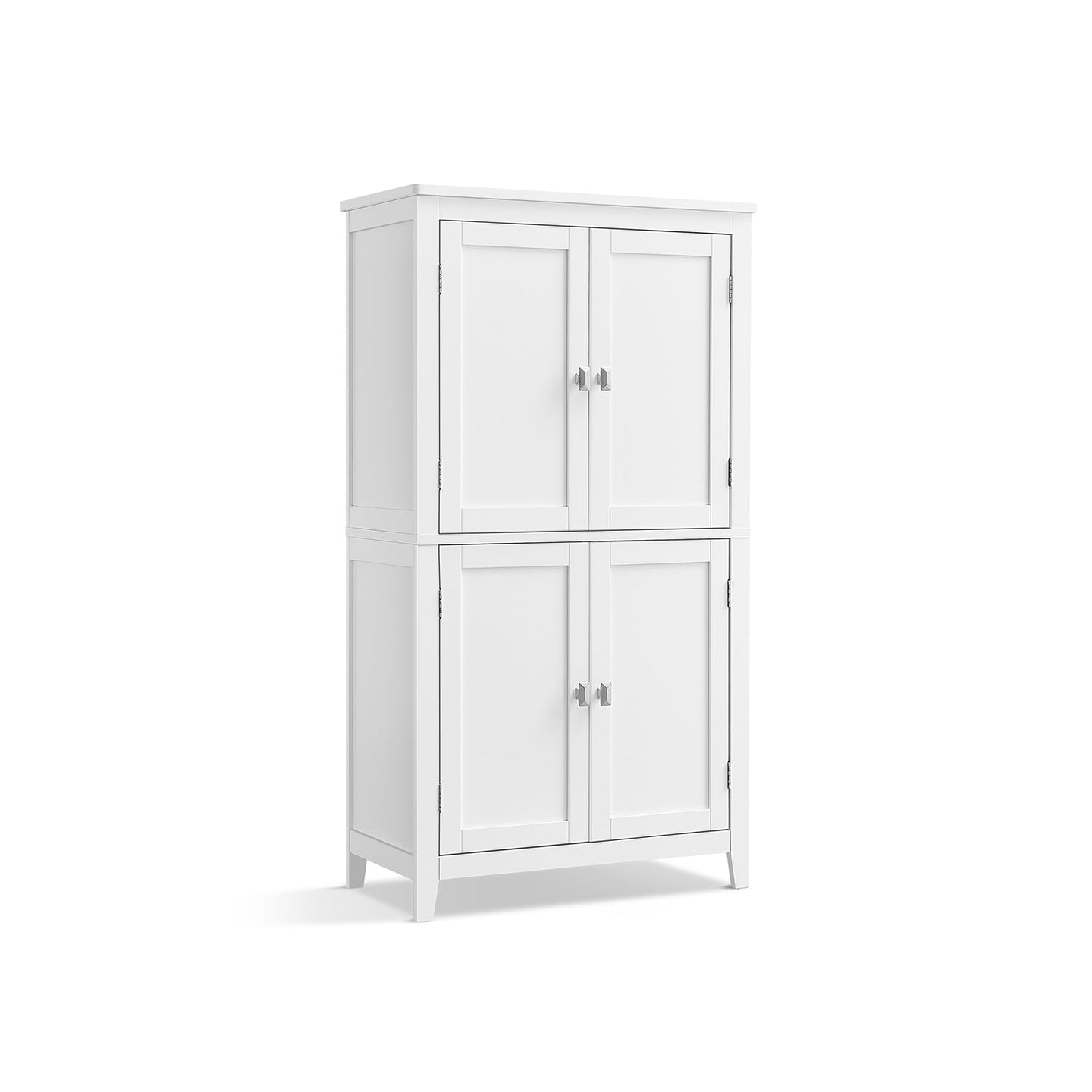 Freestanding Cabinet - Wood - White - 4 Doors with Adjustable Shelves