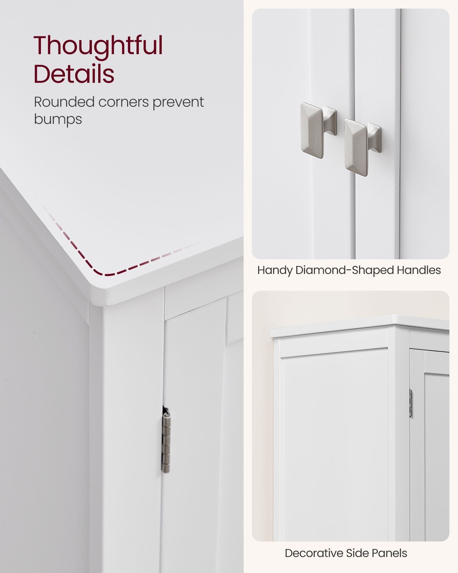 Freestanding Cabinet - Wood - White - 4 Doors with Adjustable Shelves