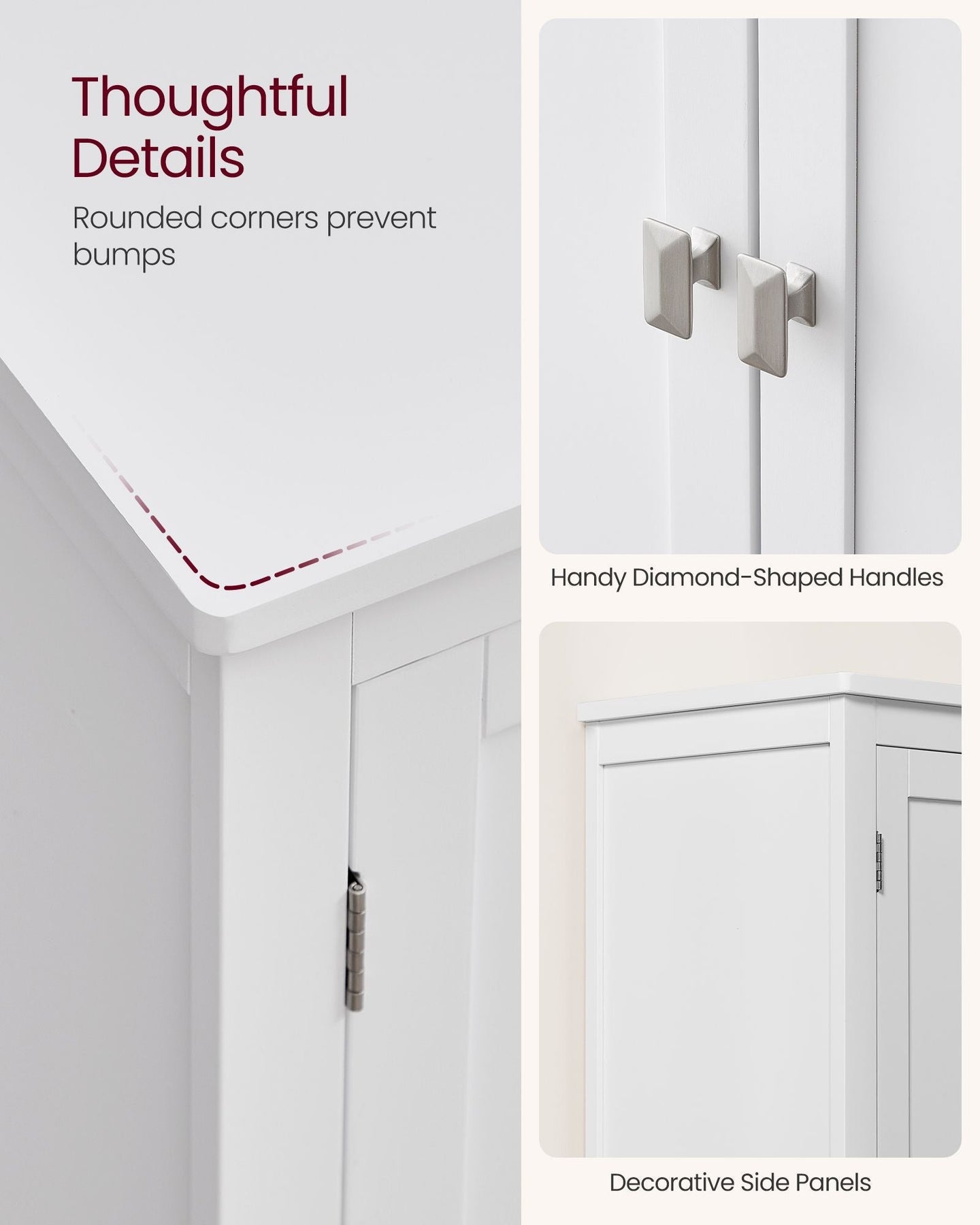 Freestanding Cabinet - Wood - White - 4 Doors with Adjustable Shelves