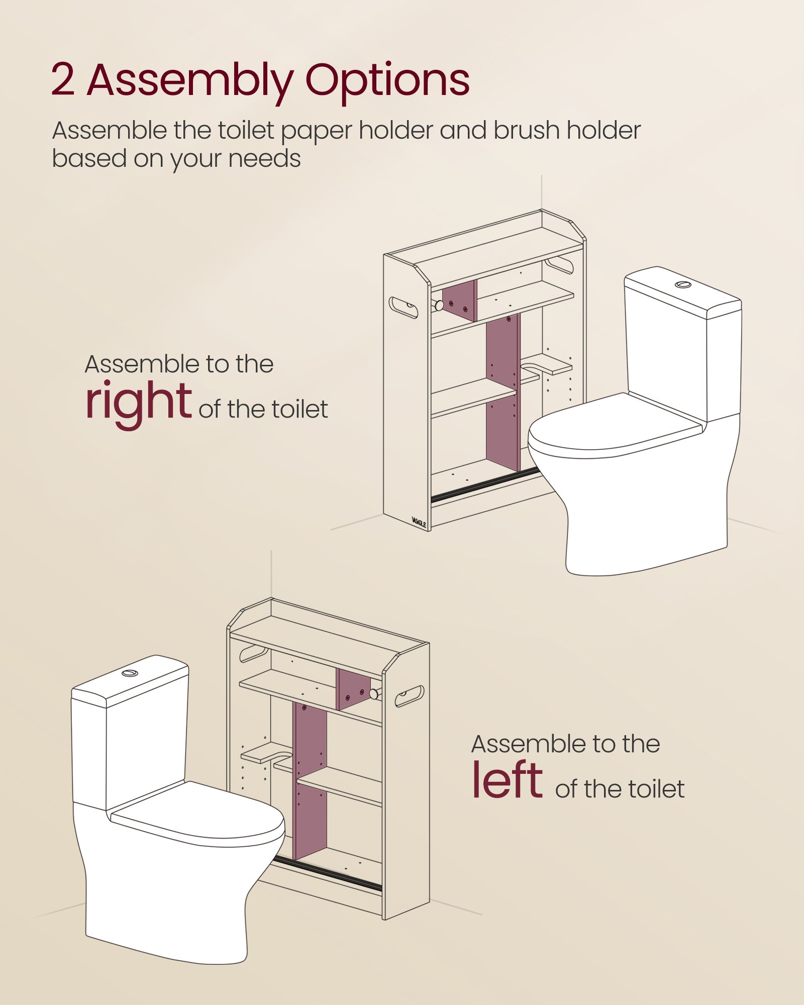 Bathroom Cabinet - Wood - Cloud White - Adjustable Shelves