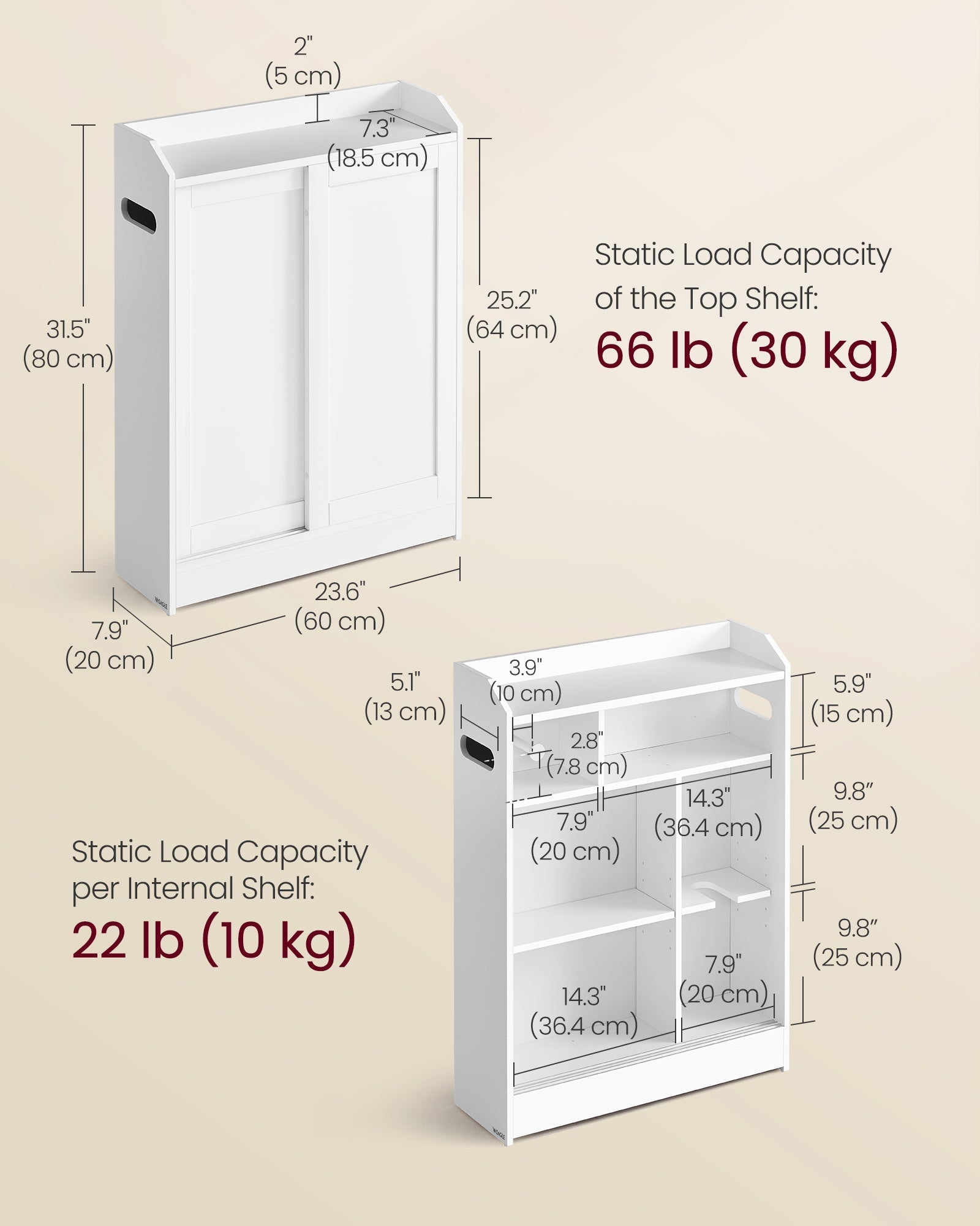 Bathroom Cabinet - Wood - Cloud White - Adjustable Shelves
