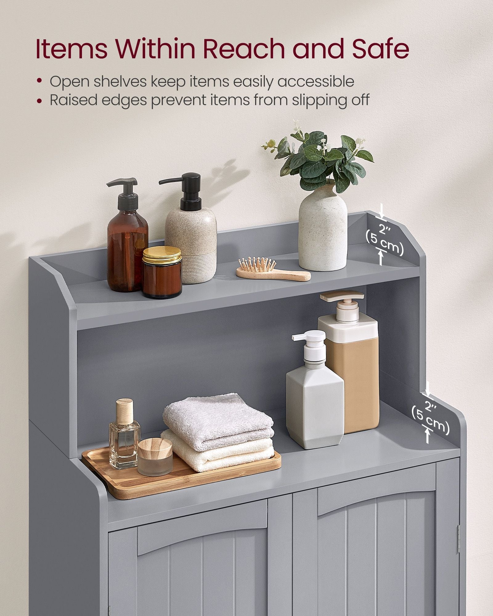 Bathroom Cabinet - Engineered Wood - Dove Grey - 2 Doors