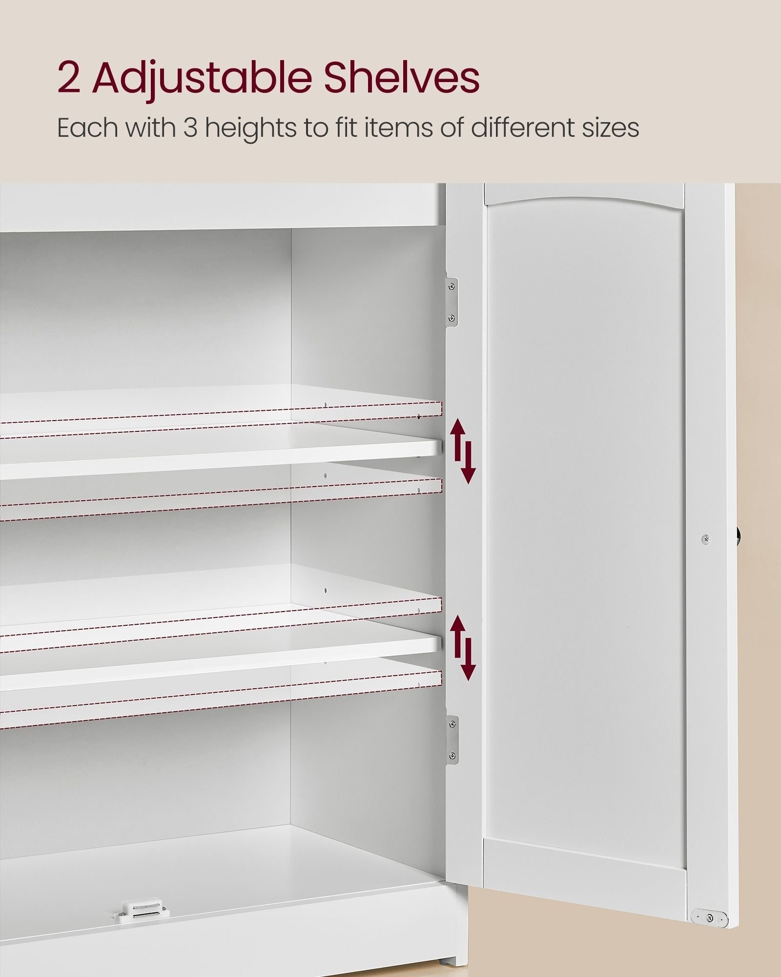 Bathroom Cabinet - Wood - Cloud White - 2-Door Design with Adjustable Shelves