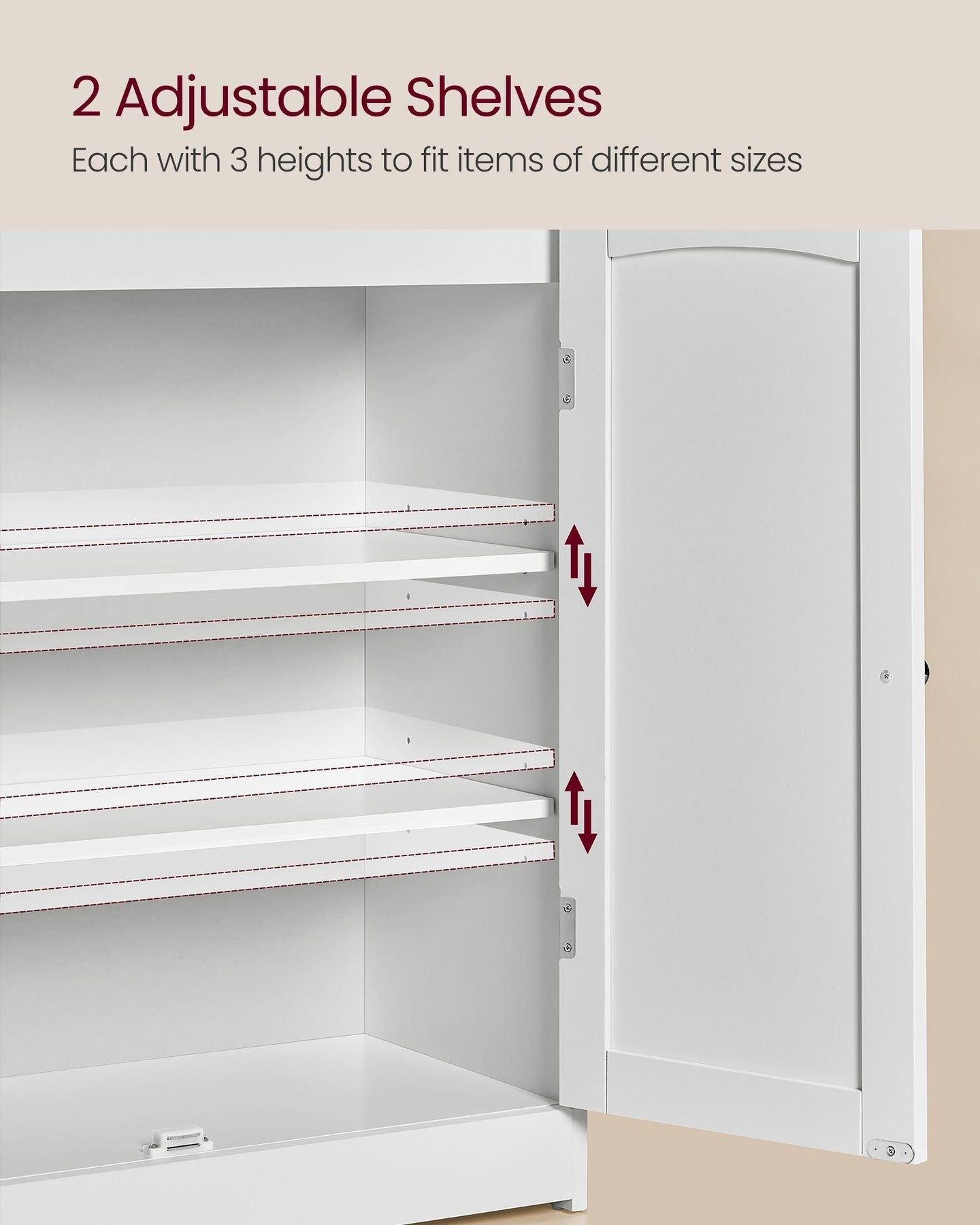 Bathroom Cabinet - Wood - Cloud White - 2-Door Design with Adjustable Shelves