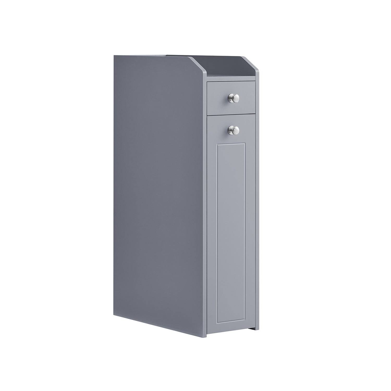Freestanding Bathroom Cabinet - Wood - White - Slim Design with Slide Out Drawers