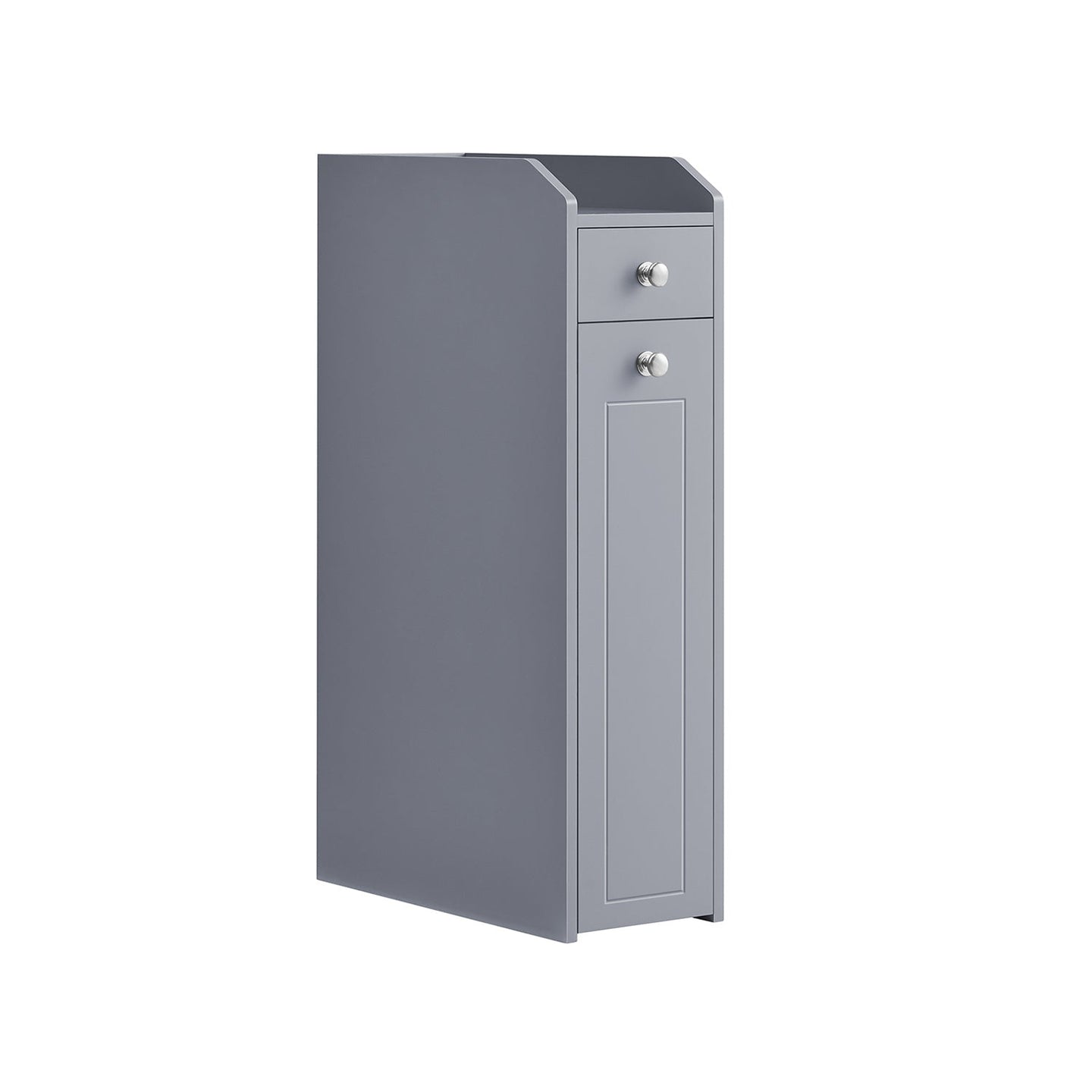 Freestanding Bathroom Cabinet - Wood - White - Slim Design with Slide Out Drawers