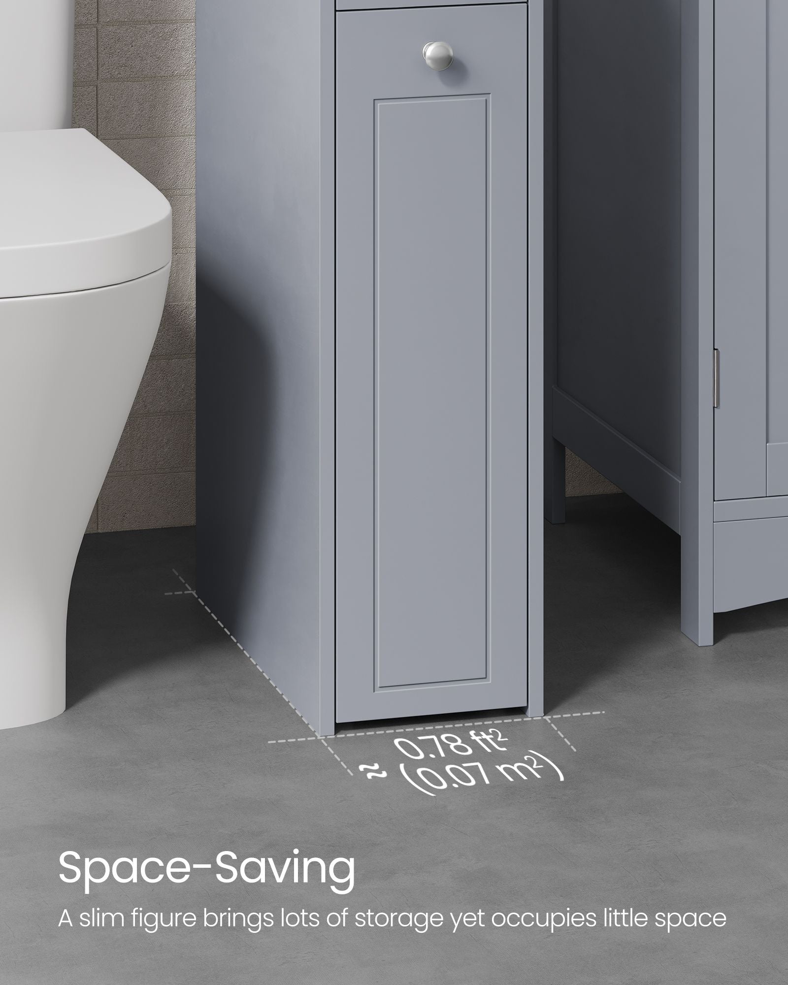 Freestanding Bathroom Cabinet - Wood - White - Slim Design with Slide Out Drawers