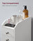Slim Bathroom Storage Unit - Wood - White - Freestanding with Slide-Out Drawers for Small Spaces