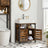 Under Sink Cabinet - Steel - Rustic Brown and Black - Louvered Doors and Adjustable Shelf