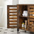 Under Sink Cabinet - Steel Frame - Rustic Brown and Black - Adjustable Shelf with Louvered Doors