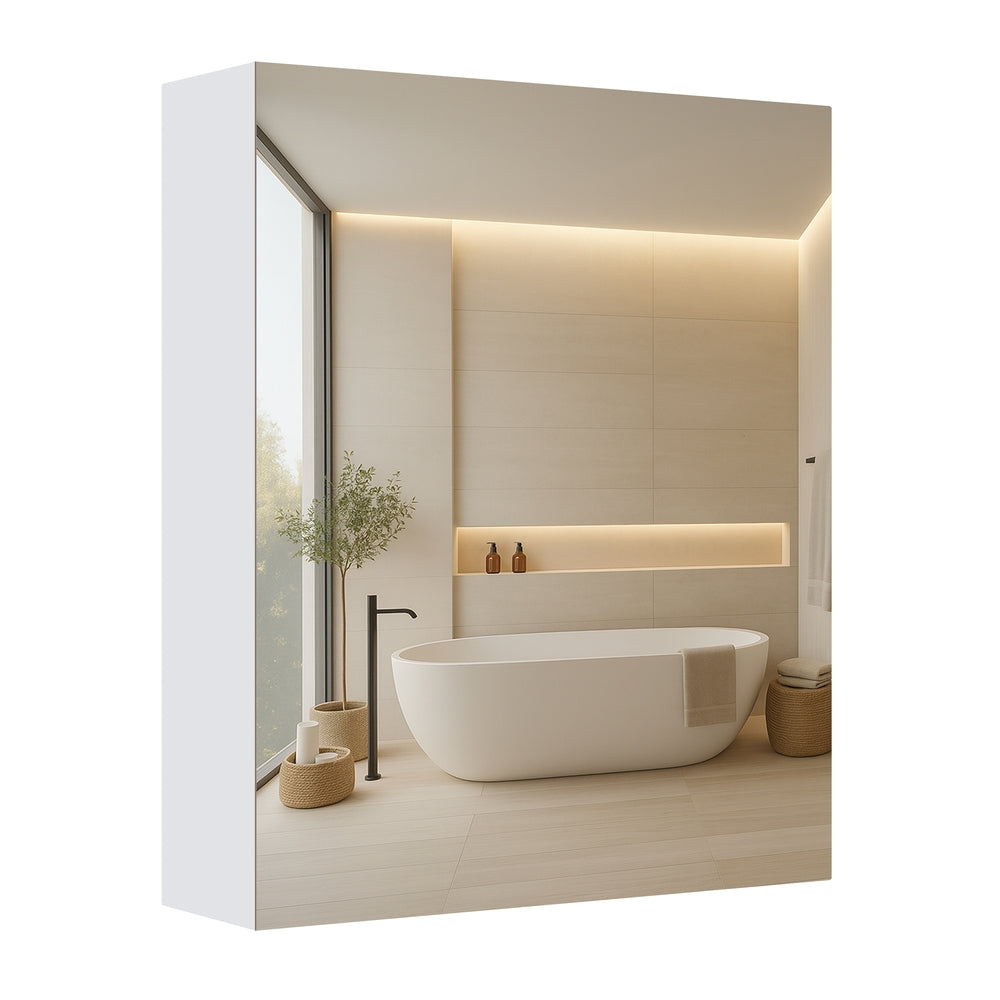 Wall Cabinet - Wood and Glass - White