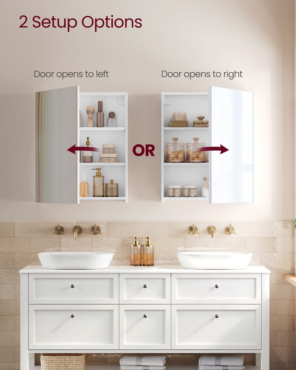 Wall Cabinet - Wood and Glass - White
