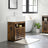 Under Sink Cabinet - Engineered Wood - Rustic Brown - with 2 Louvered Doors and Adjustable Shelf