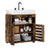 Under Sink Cabinet - Engineered Wood - Rustic Brown - with 2 Louvered Doors and Adjustable Shelf