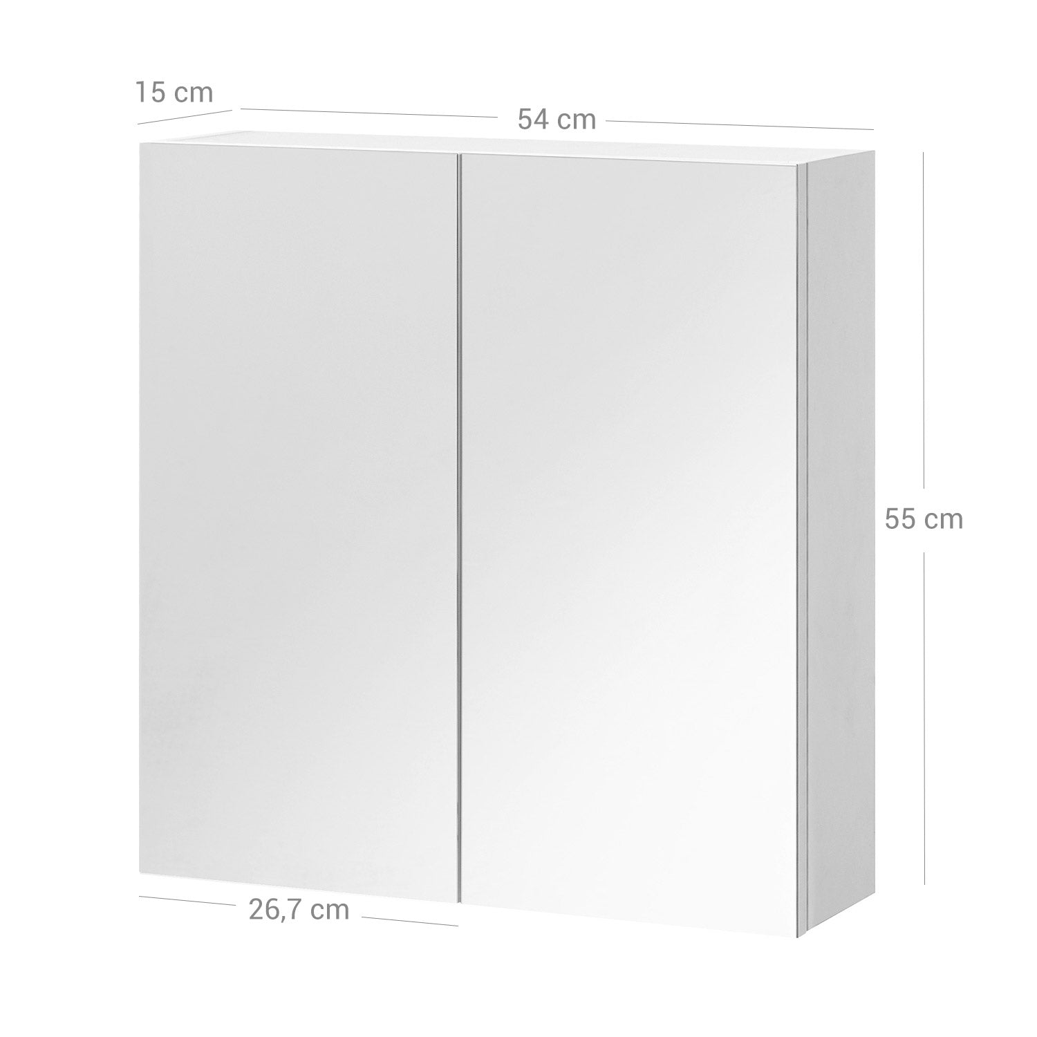 Wall-Mounted Bathroom Cabinet - Wood - White - Adjustable Shelf with Mirror and Dual Doors