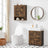 Wall-Mounted Storage Cabinet - Wood - Rustic Brown - Adjustable Shelf and Double Shutter Doors