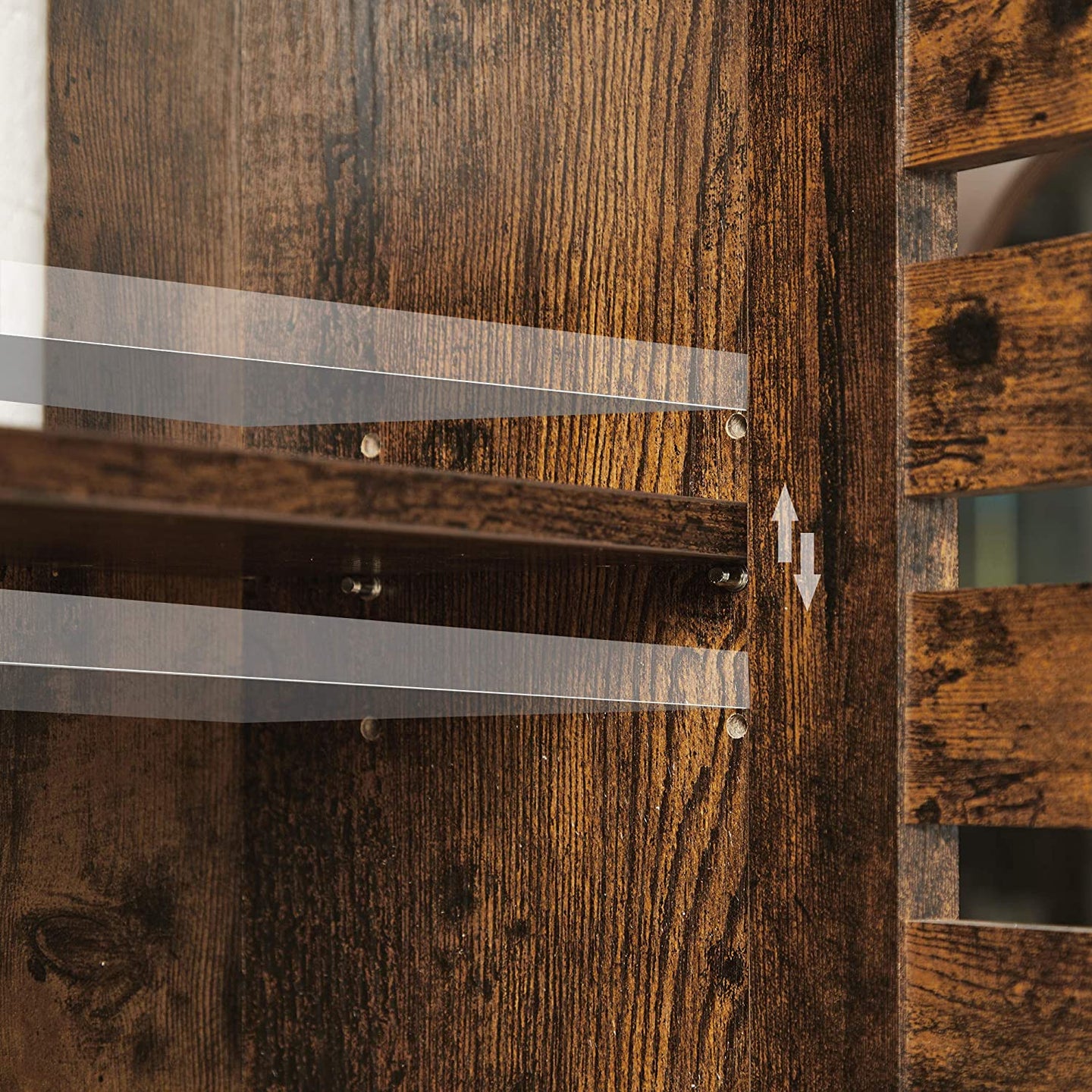 Wall-Mounted Storage Cabinet - Wood - Rustic Brown - Adjustable Shelf and Double Shutter Doors